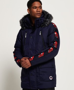 Superdry Canadian Mountain Range Down Parka Férfi Kabát Sötétkék | GXRDP5390